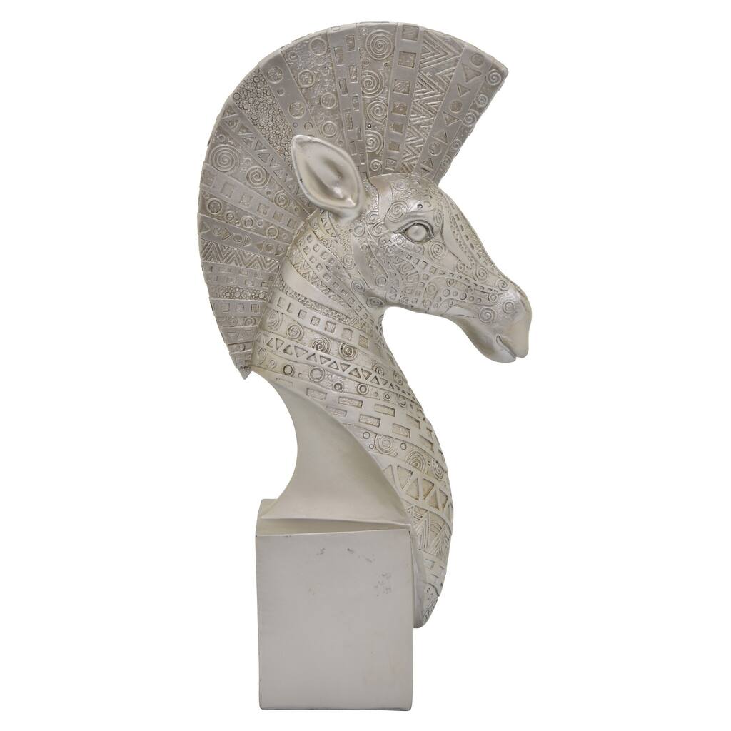 Zabra Head On Base Silver in Silver Resin 8in L x 4in W x 15in H