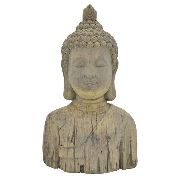 Buddha Head in Gray Resin / Magnesium 10in L x 6in W x 17in H