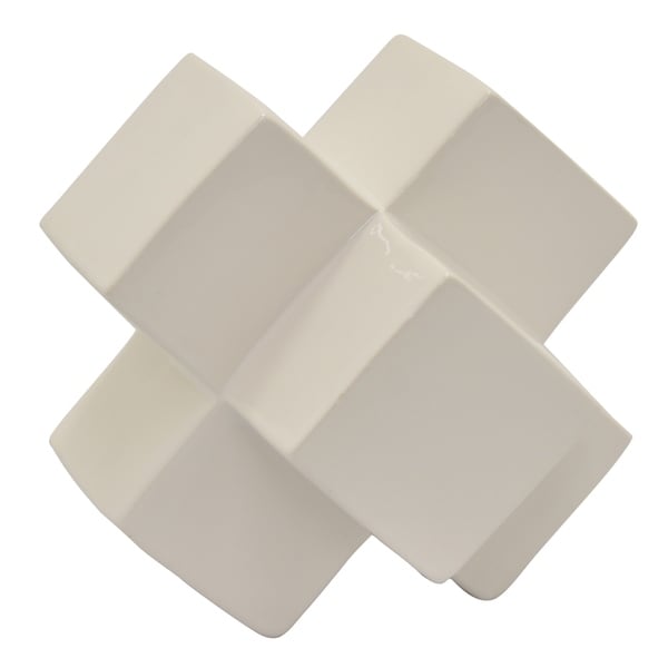 Ceramic Geometric Tabletop in White Porcelain 7in L x 7in W x 7in H