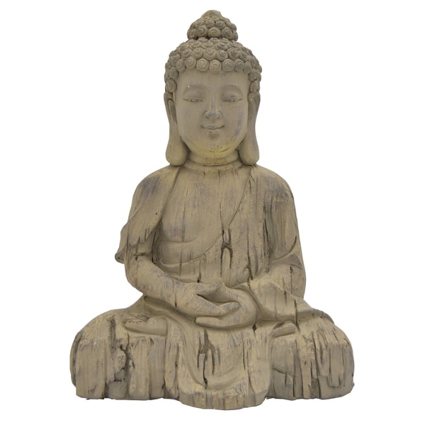Sitting Buddha in Gray Resin / Magnesium 14in L x 10in W x 19in H