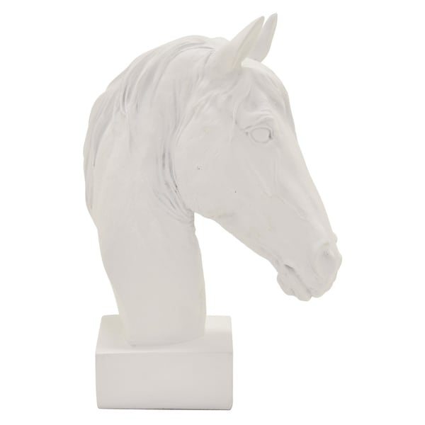 Three Hands White Horse Head Figurine, 12"
