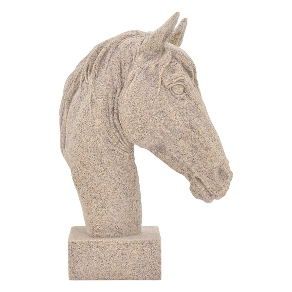 Three Hands White Horse Head Figurine, 12"