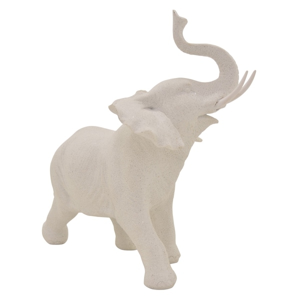 Elephant Tabletop in White Resin / Magnesium 13in L x 6in W x 12in H