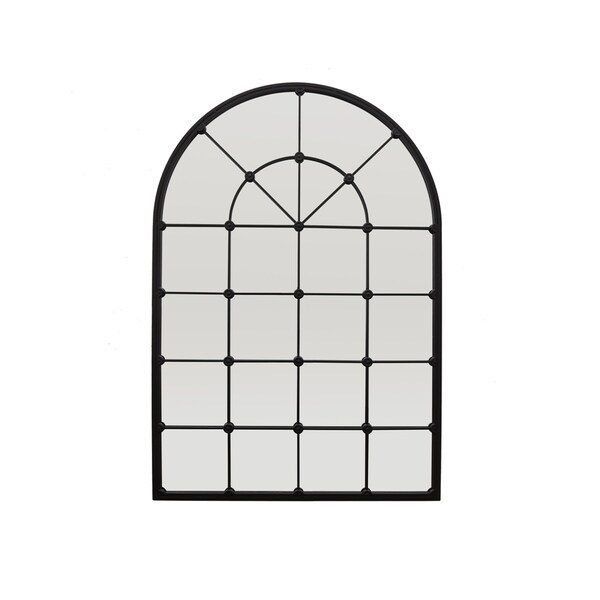 Metal Wall Mirror Decoratuon in Black Metal 36in L x 1in W x 53in H