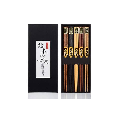 Heim Concept 5 Pair Standard Hardwood Japanese Reusable Chopsticks