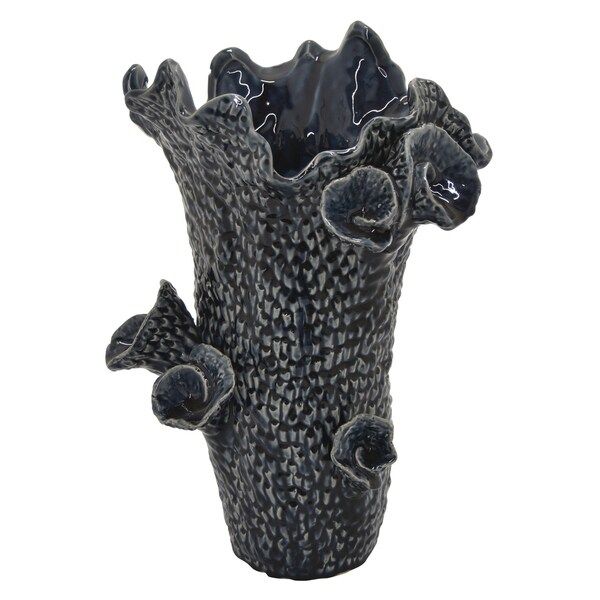 Three Hands Ceramic Vase in Blue Porcelain 13in L x 12in W x 17in H