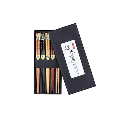 Heim Concept 5 Pair Natural Hardwood Japanese Reusable Wood Chopsticks