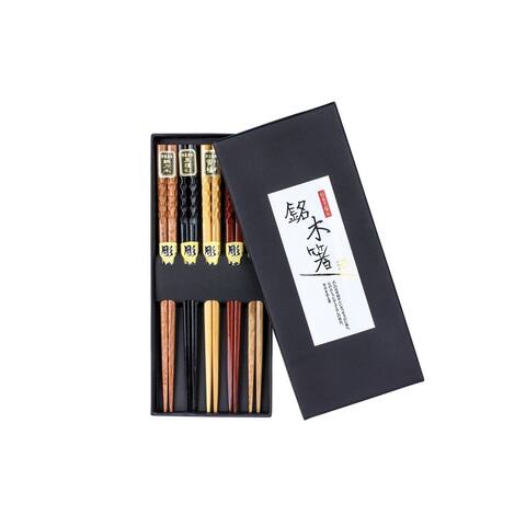 Heim Concept 5 Pair Natural Hardwood Japanese Reusable Wood Chopsticks