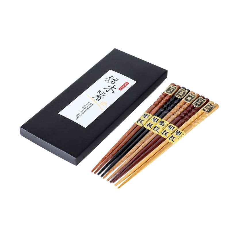 Heim Concept 5 Pair Natural Hardwood Japanese Reusable Wood Chopsticks
