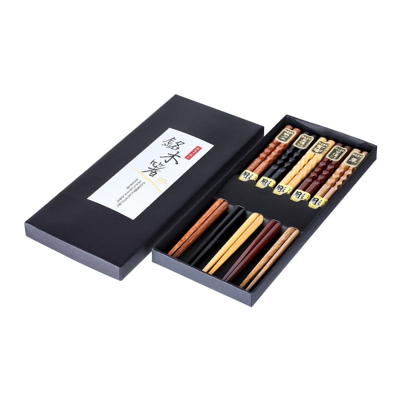 Heim Concept 5 Pair Natural Hardwood Japanese Reusable Wood Chopsticks