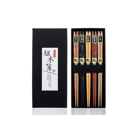 Heim Concept 5 Pair Traditional Hardwood Japanese Reusable Chopsticks
