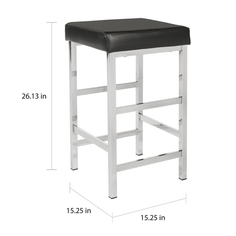 Porch & Den Mulloy Chrome 26-inch Backless Stool