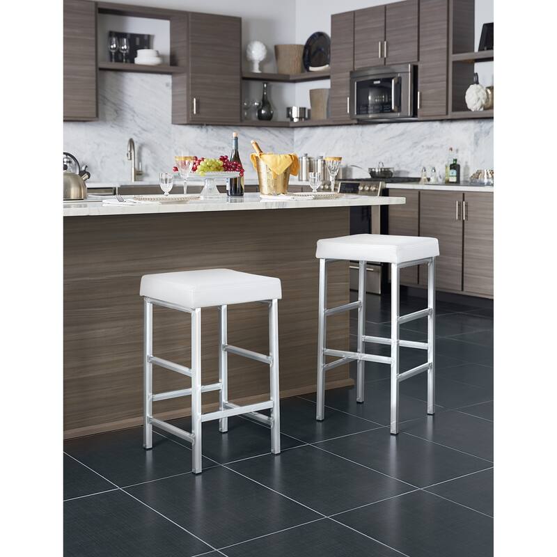 Porch & Den Mulloy Chrome 26-inch Backless Stool