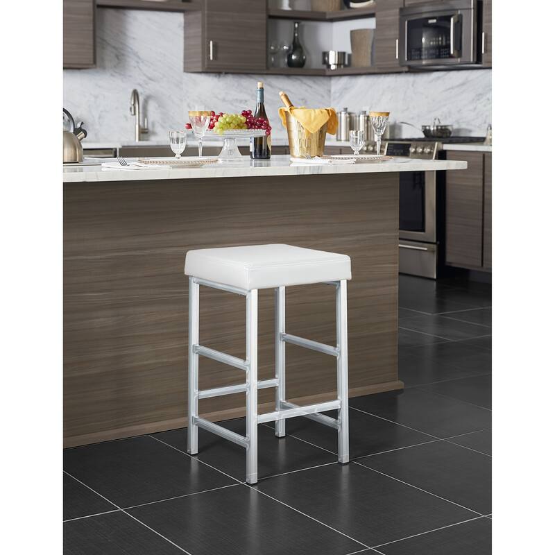 Porch & Den Mulloy Chrome 26-inch Backless Stool