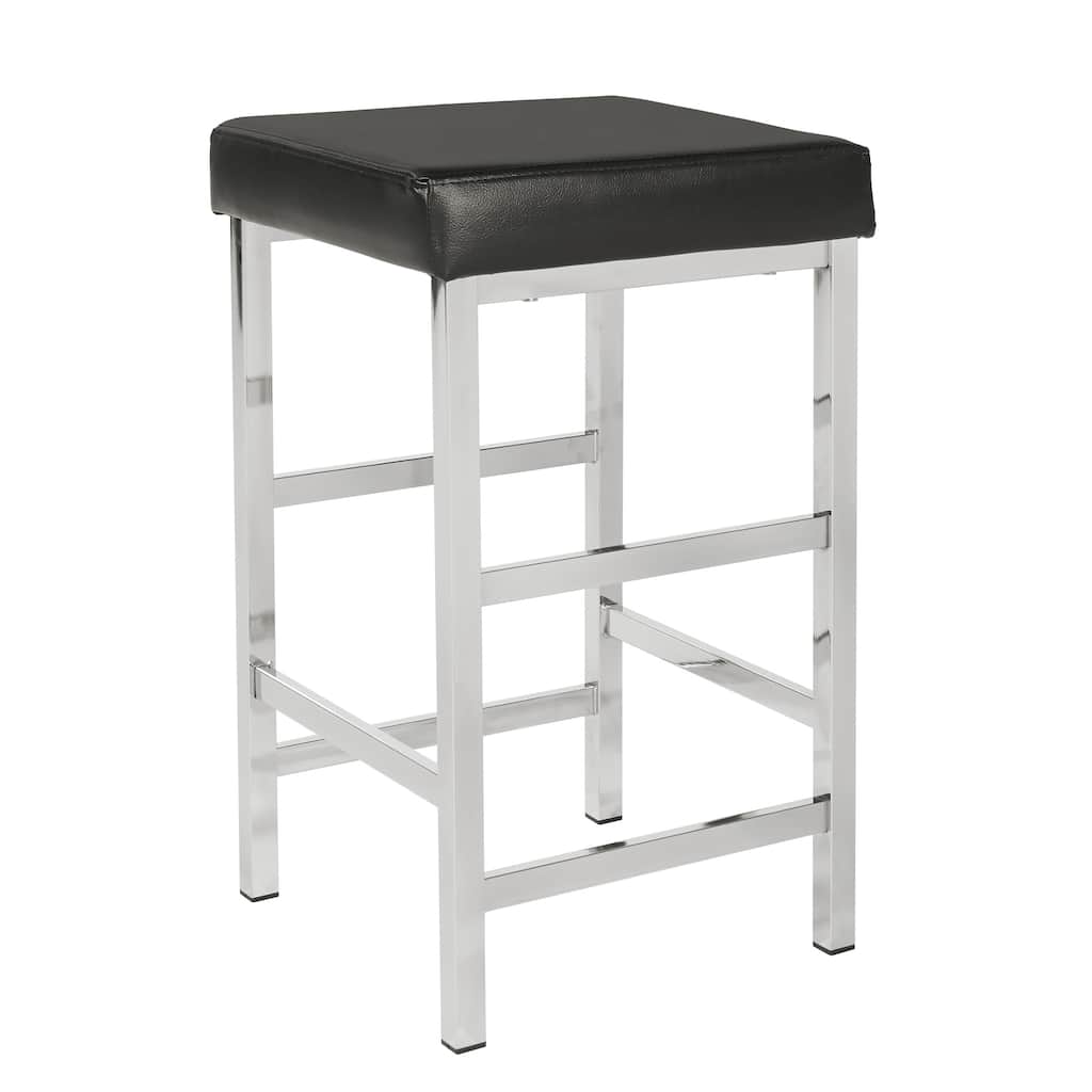 Porch & Den Mulloy Chrome 26-inch Backless Stool