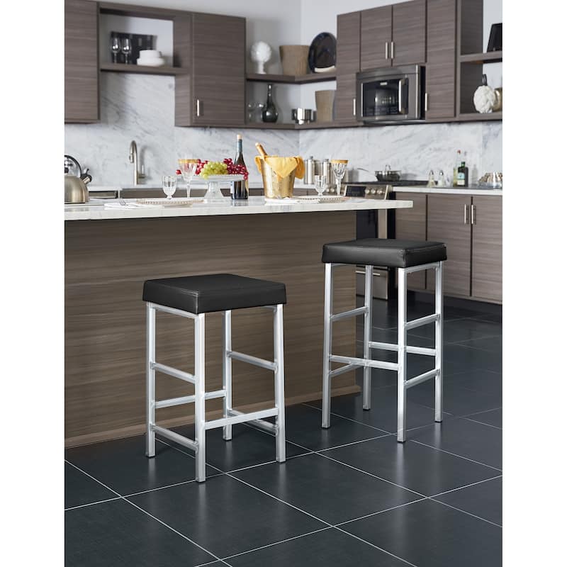 Porch & Den Mulloy Chrome 26-inch Backless Stool