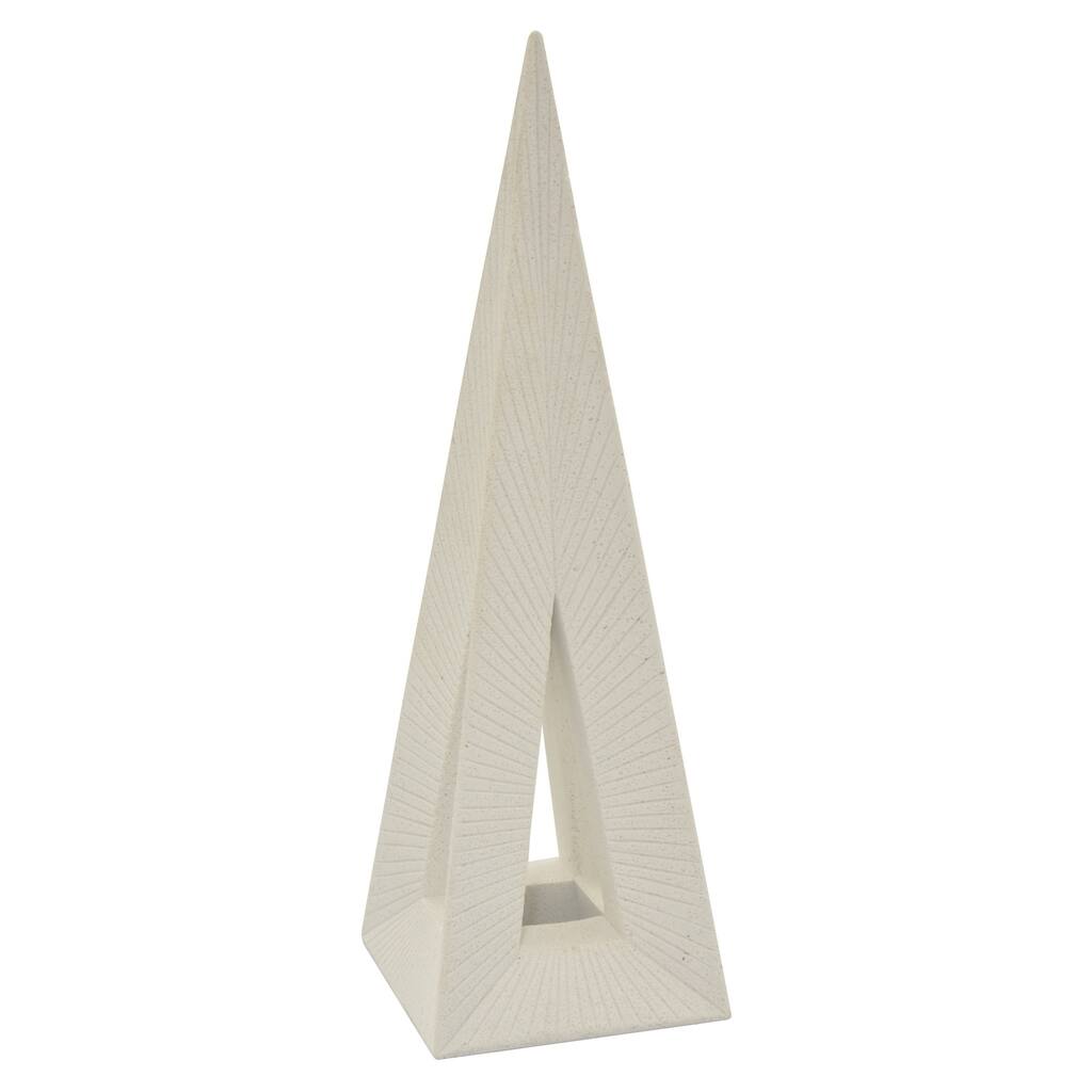 Pyramid Tabletop Decoration in White Resin 4in L x 4in W x 14in H