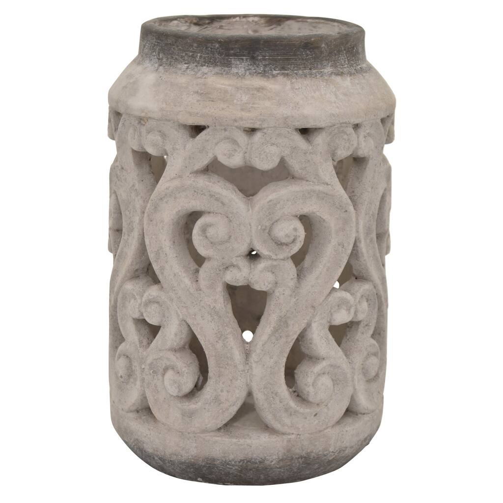 Piereced Flower Pot in White Terracotta 7in L x 7in W x 11in H