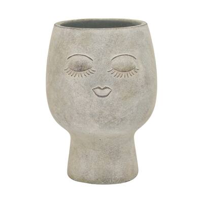 Three Hands Face Planter in Gray Terracotta 6in L x 6in W x 8in H