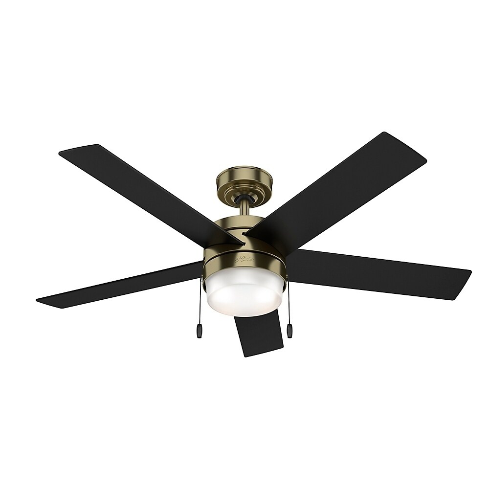 Hunter 52 Claudette Modern Brass Ceiling Fan With Led Light Kit And Pull Chain