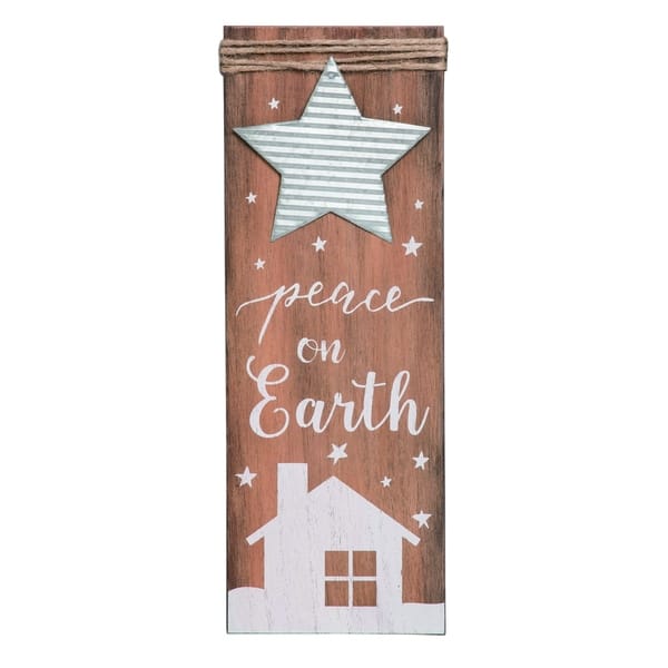 Christmas's Signage Rope Transpac Wood White Christmas Sign with Rope and Metal Accent - N/A ...