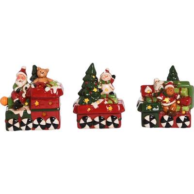 Transpac Dolomite Red Christmas Light Up Tree Set of 3