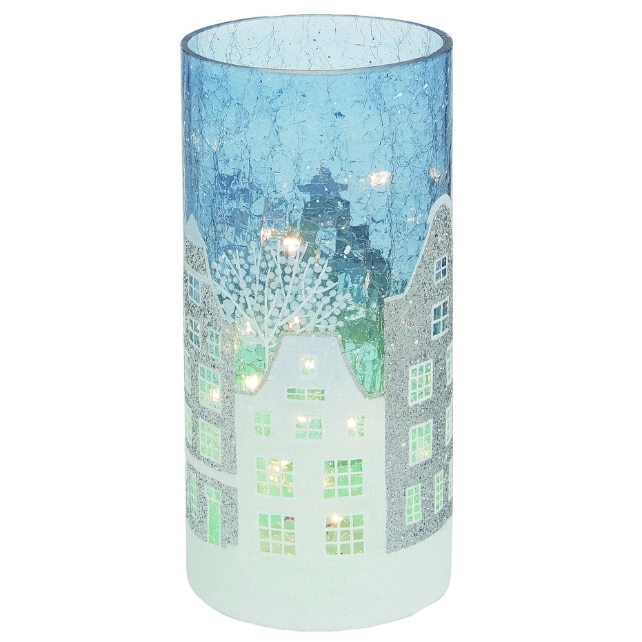 Shop Transpac Glass Large Blue Christmas Crackle Light Up Winter