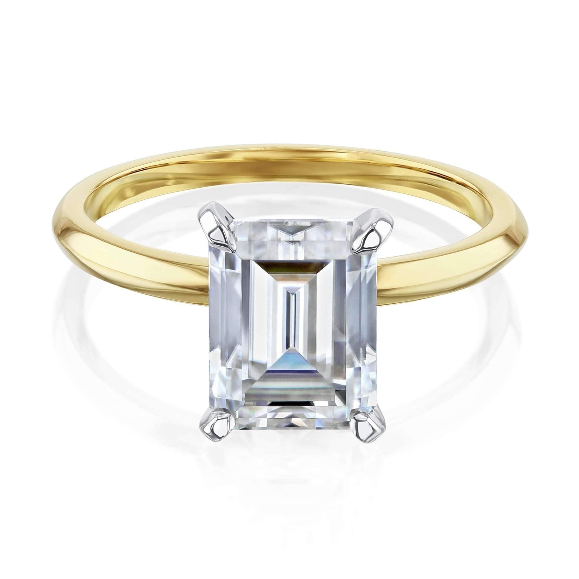 2 Ct Emerald Cut Solitier Moissanite Diamond Engagement Ring In 14k Yellow Gold 2 Ct Emerald Cut Solitier Moissanite Diamond Engagement Ring In 14k Yellow Gold