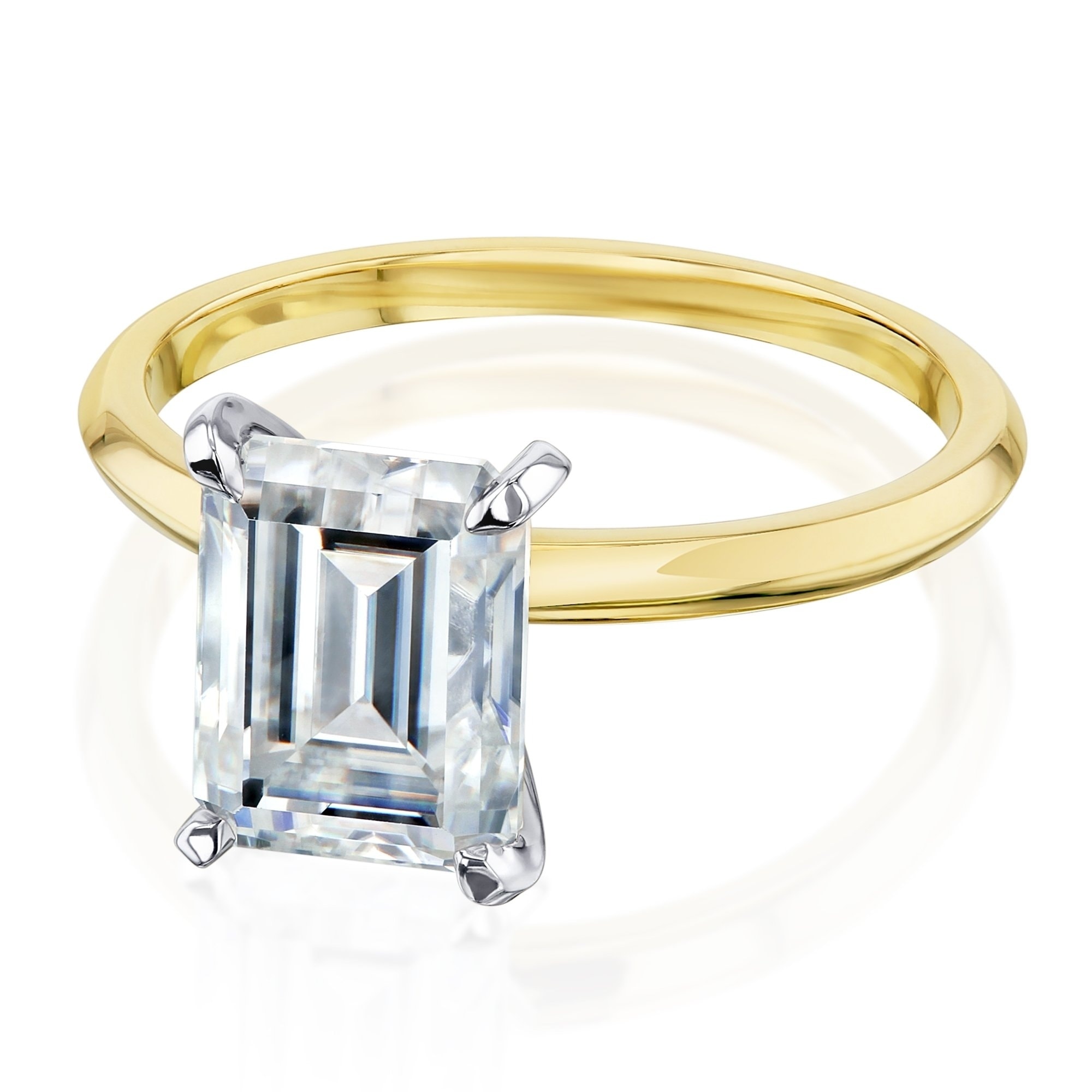 2 Ct Emerald Cut Solitier Moissanite Diamond Engagement Ring In 14k Yellow Gold 2 Ct Emerald Cut Solitier Moissanite Diamond Engagement Ring In 14k Yellow Gold