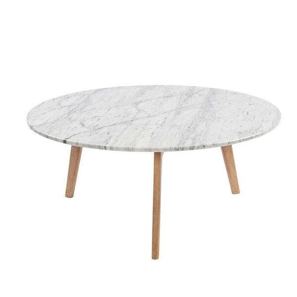 Shop Carson Carrington Tangeberg 31-inch Round Marble Coffee Table with ...