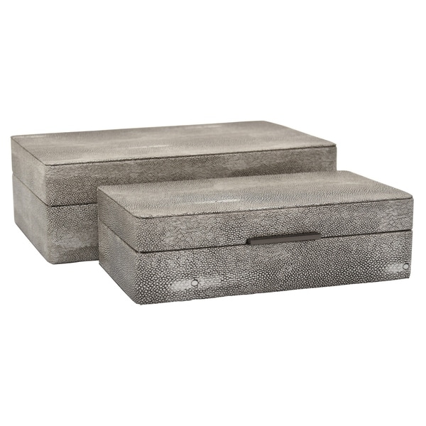 Three Hands Wood Box Set Of 2 in Gray Wood 12in L x 7in W x 4in H