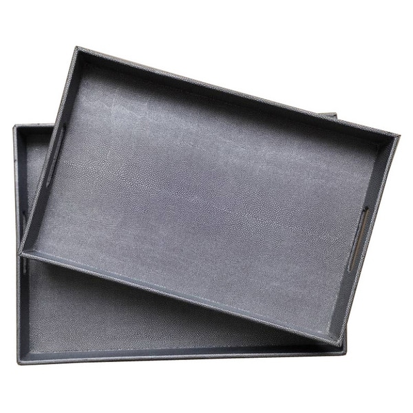 Tray - Set Of 2 in Gray Resin / Magnesium 19in L x 14in W x 2in H