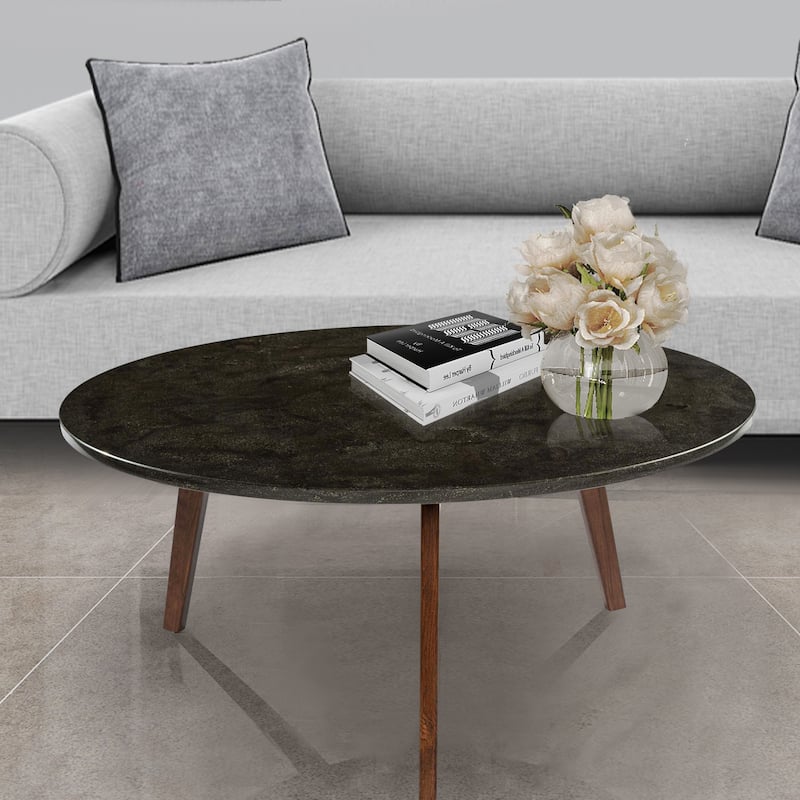 Carson Carrington Tangeberg 31-inch Round Black Marble Coffee Table