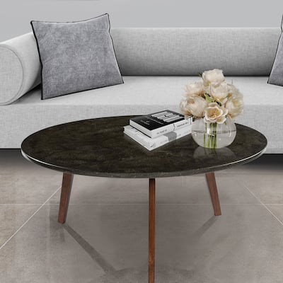 Carson Carrington Tangeberg 31-inch Round Black Marble Coffee Table