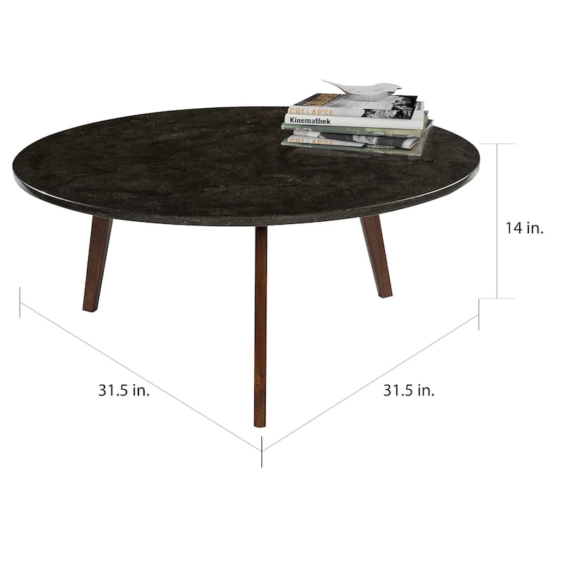 Carson Carrington Tangeberg 31-inch Round Black Marble Coffee Table