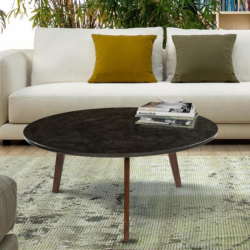 Carson Carrington Tangeberg 31-inch Round Black Marble Coffee Table