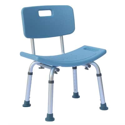 Heavy-duty Aluminum Alloy Shower stool With Backrest Blue/Grey - N/A