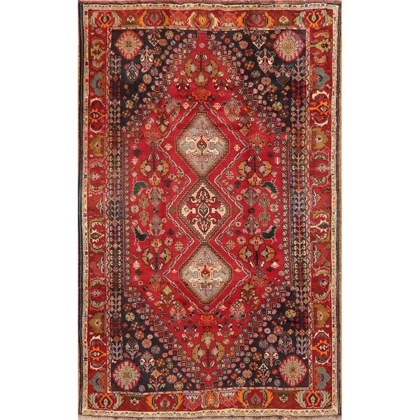 Hand Knotted Tribal Abadeh Nafar Persian Oriental Diamond Area Rug - 8'9" X 5'6"