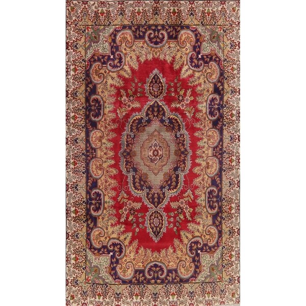 Medallion Vintage Hand Knotted Bordered Tabriz Persian Floral Area Rug - 8'9" X 5'11"