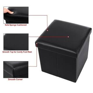 FL-01S Practical PVC Leather Square Shape Footstool Black/Brown