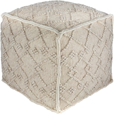 Eliza Textured Farmhouse Wool Blend 18-inch Square Pouf