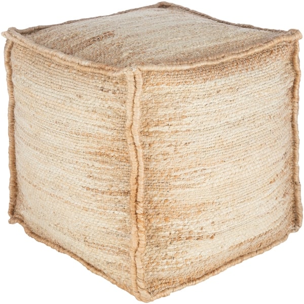 slide 1 of 3, Zaccaria Farmhouse Textured 16-inch Square Pouf Ivory
