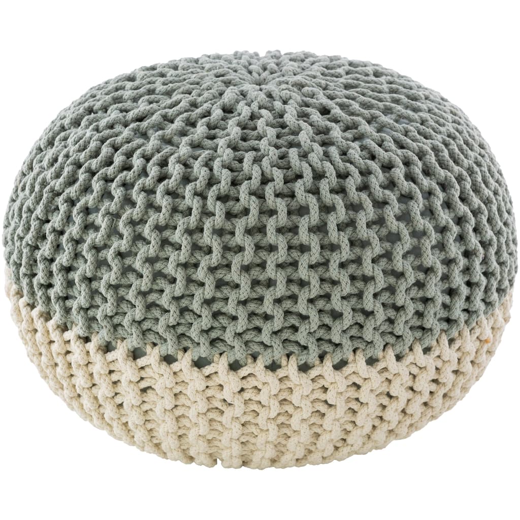 Surya Dulce Modern Knitted Two-toned 20-inch Round Pouf