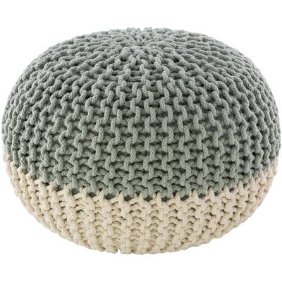 Surya Dulce Modern Knitted Two-toned 20-inch Round Pouf