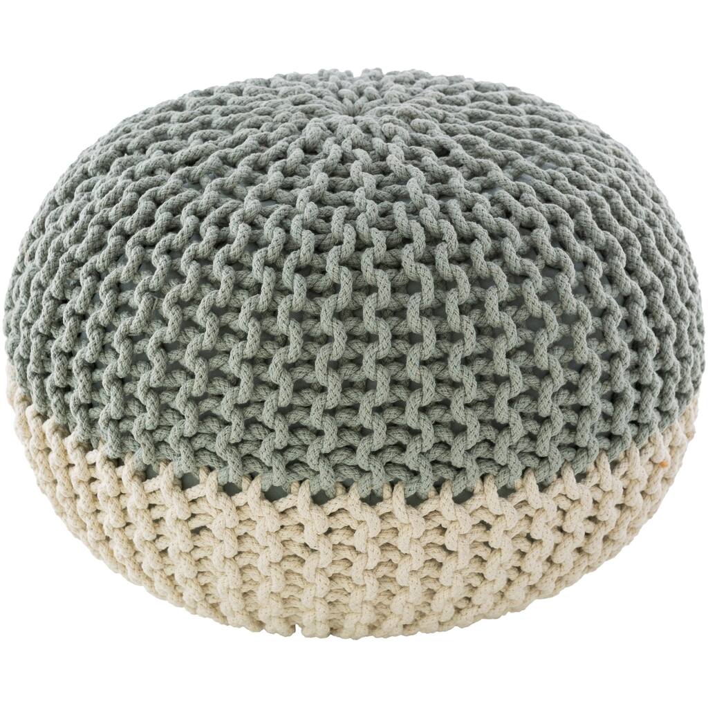 Surya Dulce Modern Knitted Two-toned 20-inch Round Pouf