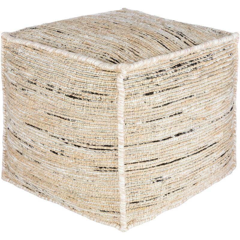 Livabliss Romina Farmhouse Textured 18-inch Square Pouf - Butter