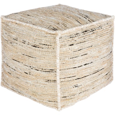 Livabliss Romina Farmhouse Textured 18-inch Square Pouf
