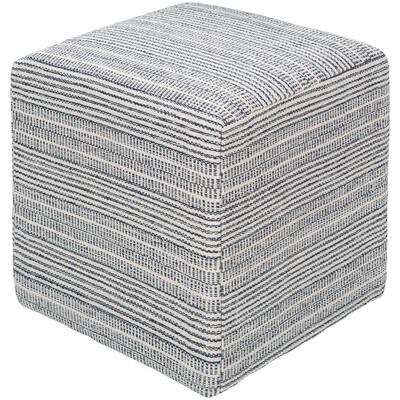 Skyla Farmhouse Stripe 16-inch Square Pouf