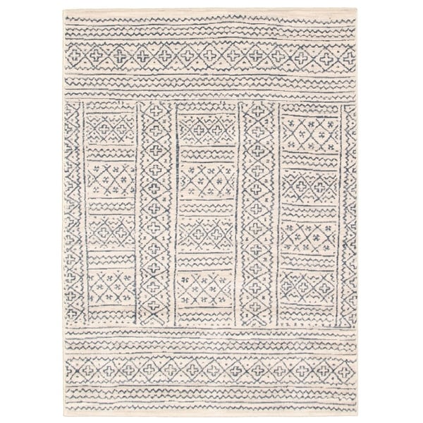 Handmade Mia S Blue Rug - ECARPETGALLERY - 5'3 x 7'3