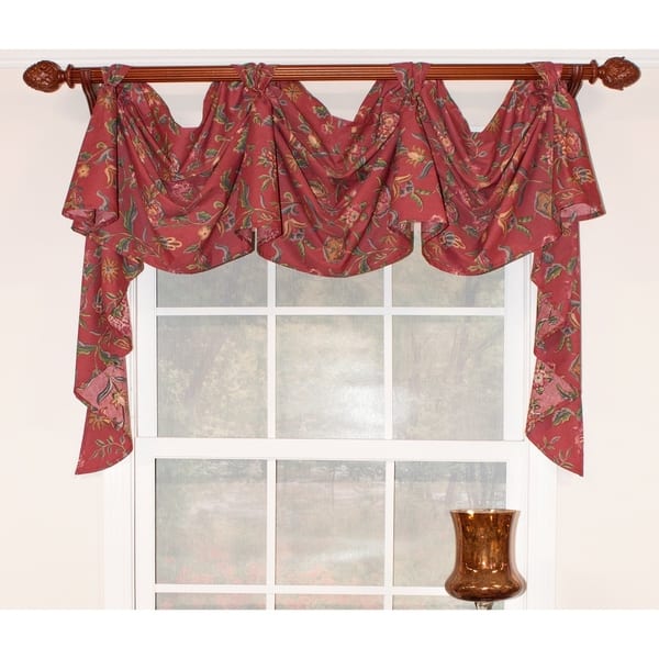 slide 1 of 1, RLF Home Norwell 3-Scoop Victory Swag 53" Window Valance - Red